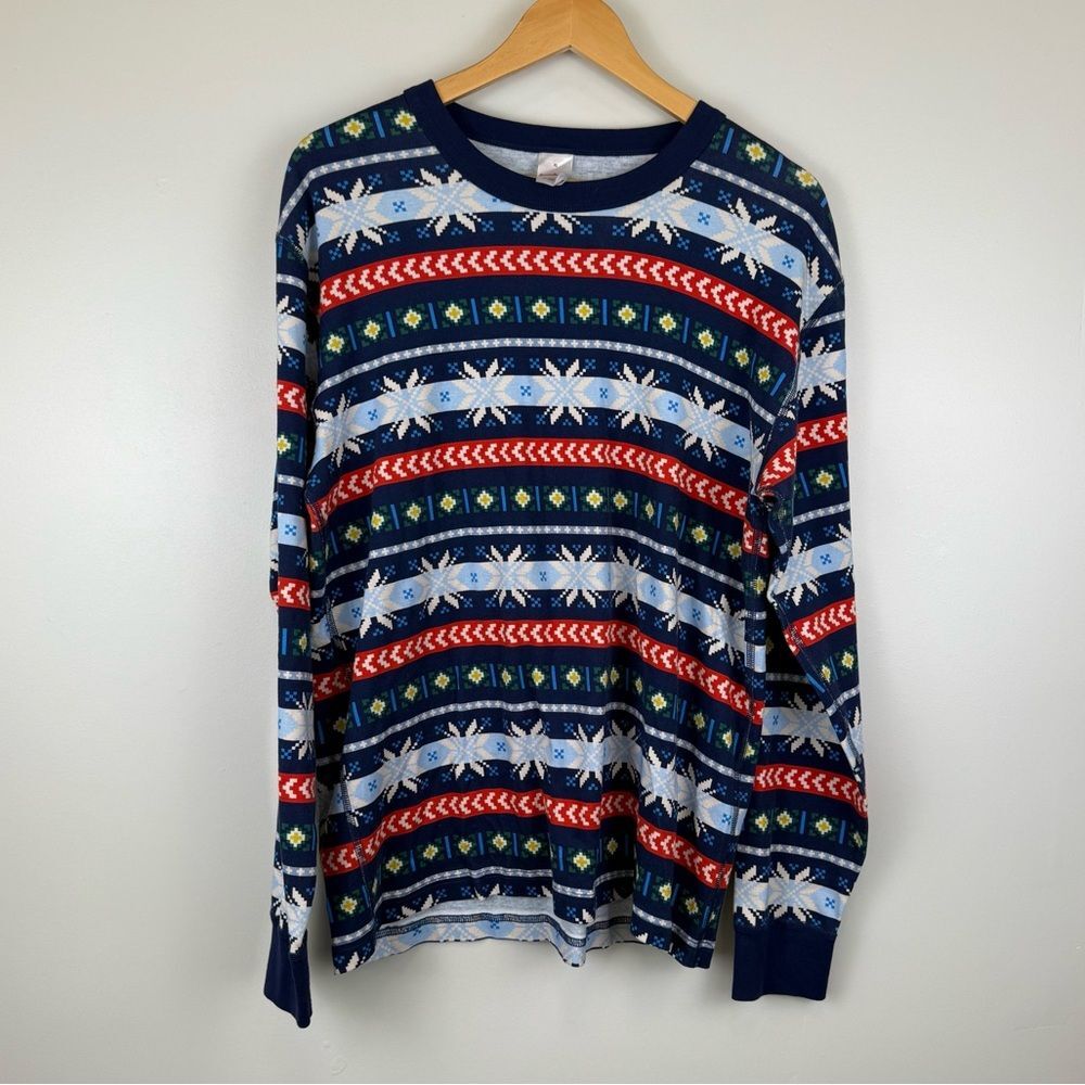 Hanna Andersson Unisex Long John Pajama Top Size XL Scandi Snowflake Fairisle